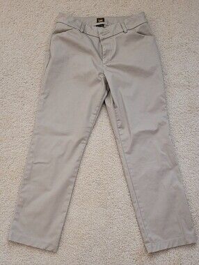 Lee Women's Straight Leg Khaki Pants - Light Beige Wrinkle Free